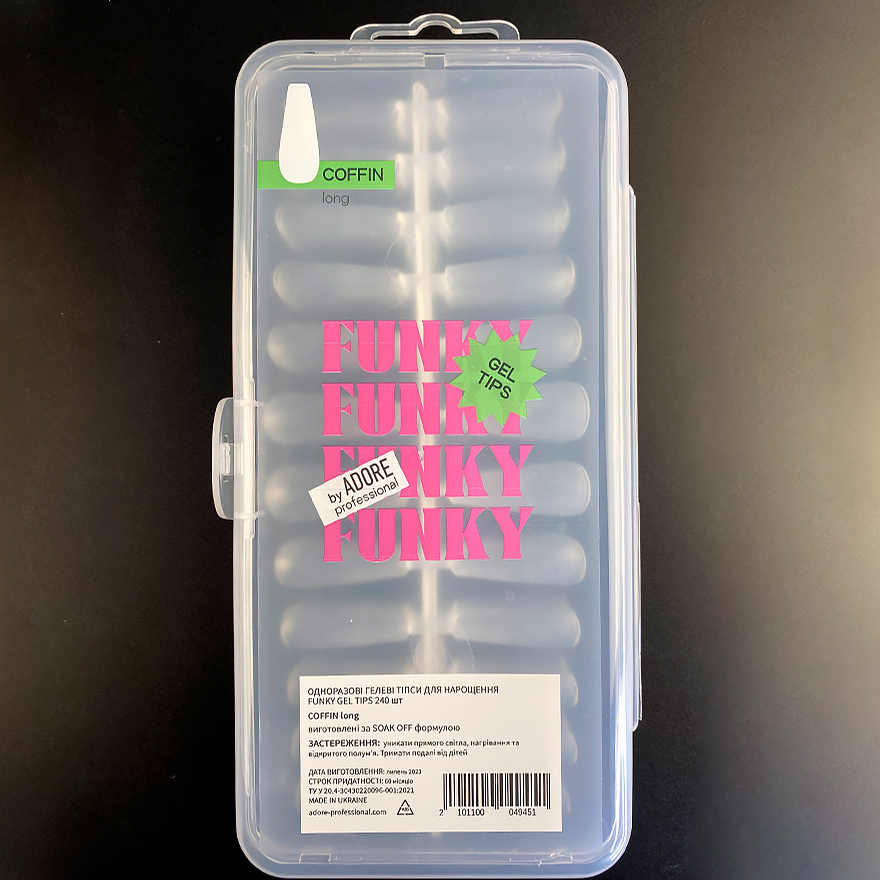 ADORE Гелевые типсы Funky Gel Tips COFFIN long