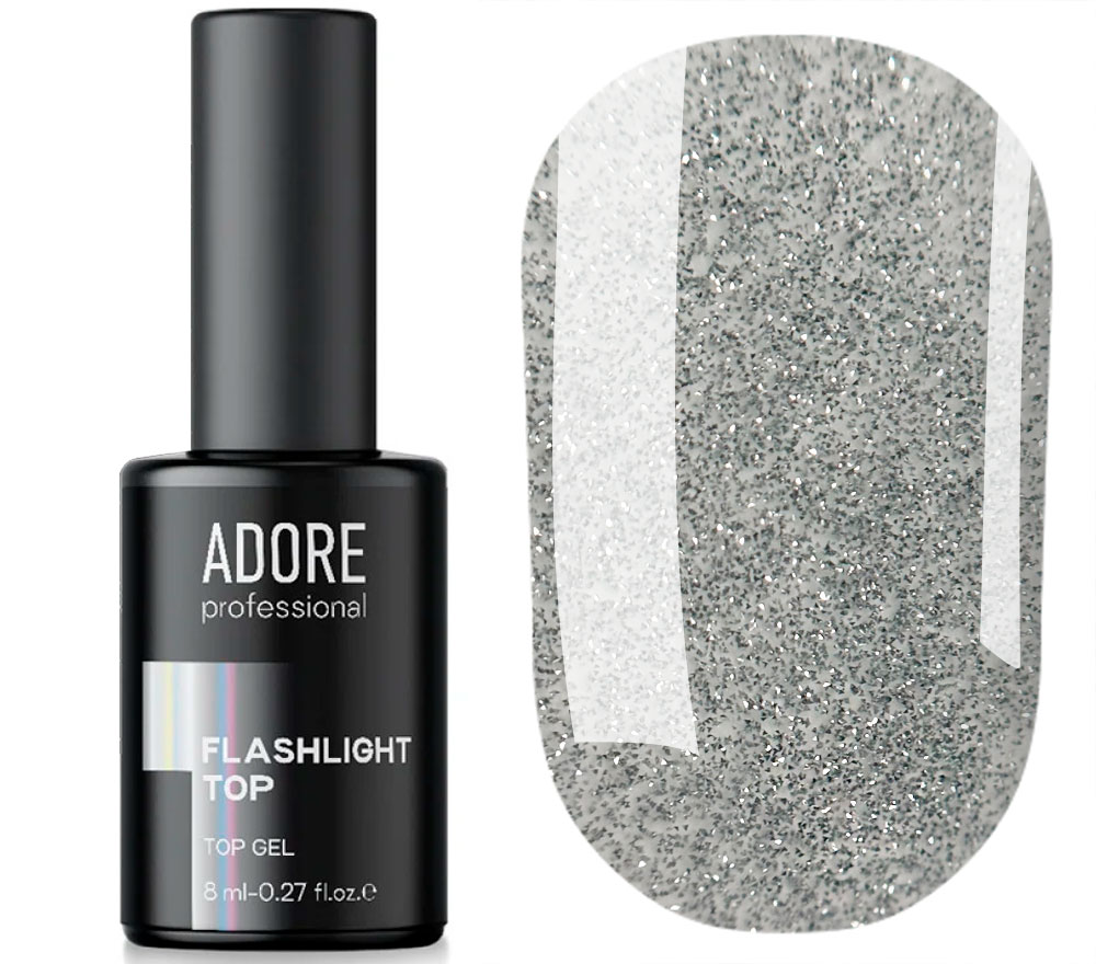 ADORE Flashlight top coat - non-sticky reflective top coat with UV filter, 7.5 ml