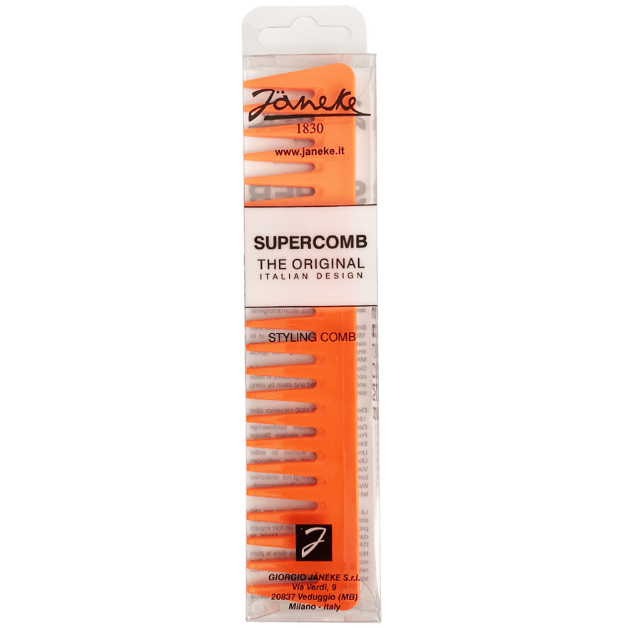 Janeke Supercomb Hair Comb Orange Neon