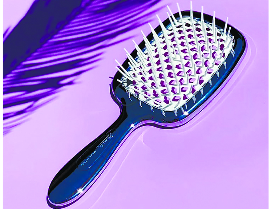 Janeke Superbrush Hair Comb Silver & White