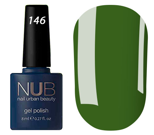 Гель-лак NUB 146 Turtle`s Green (приглушенный темно-зеленый, эмаль), 8 мл