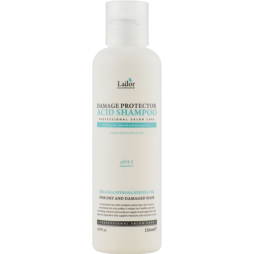 La'dor Damage Protector Acid Shampoo Професійний низьколужний шампунь з колагеном і аргановою олією, 150 мл