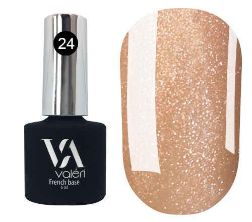 Valeri База для ногтей French Base 024 (коричнево-бежевый с золотистым микроблеском), 6 мл
