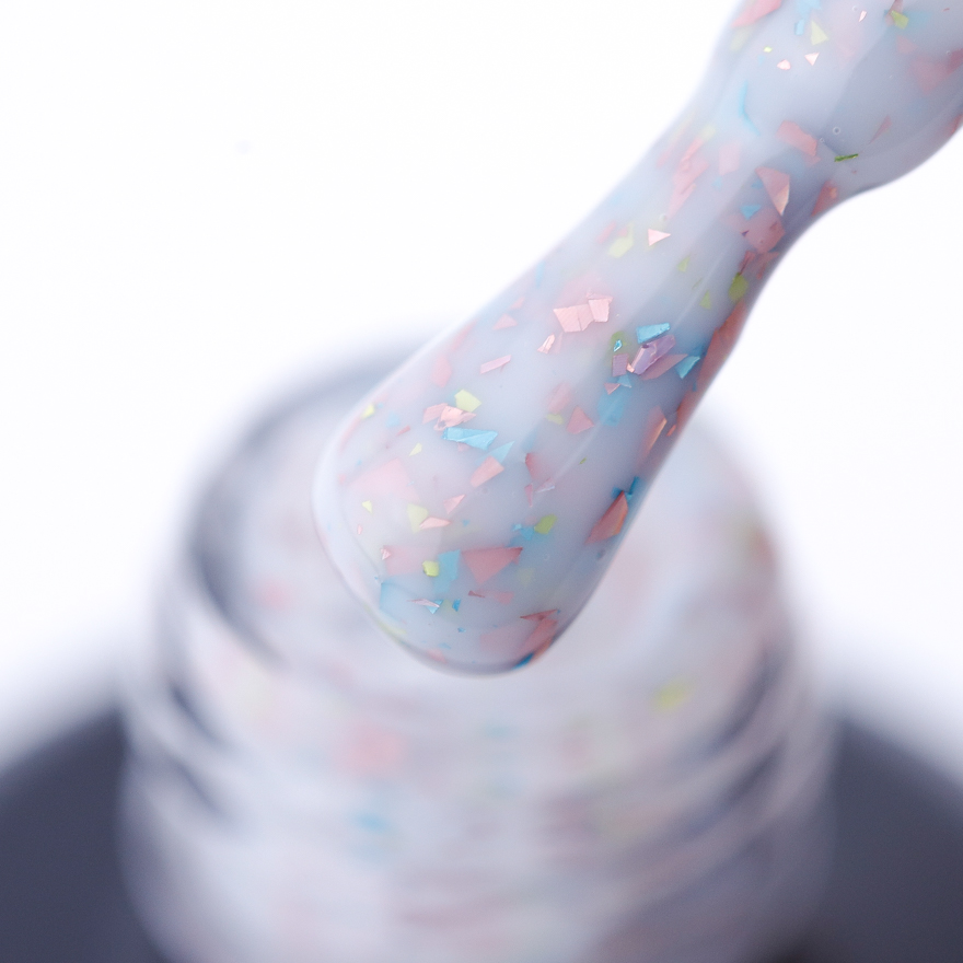 NailApex French Base FRB14 camouflage base (milky with multi-colored leaf), 15 ml
