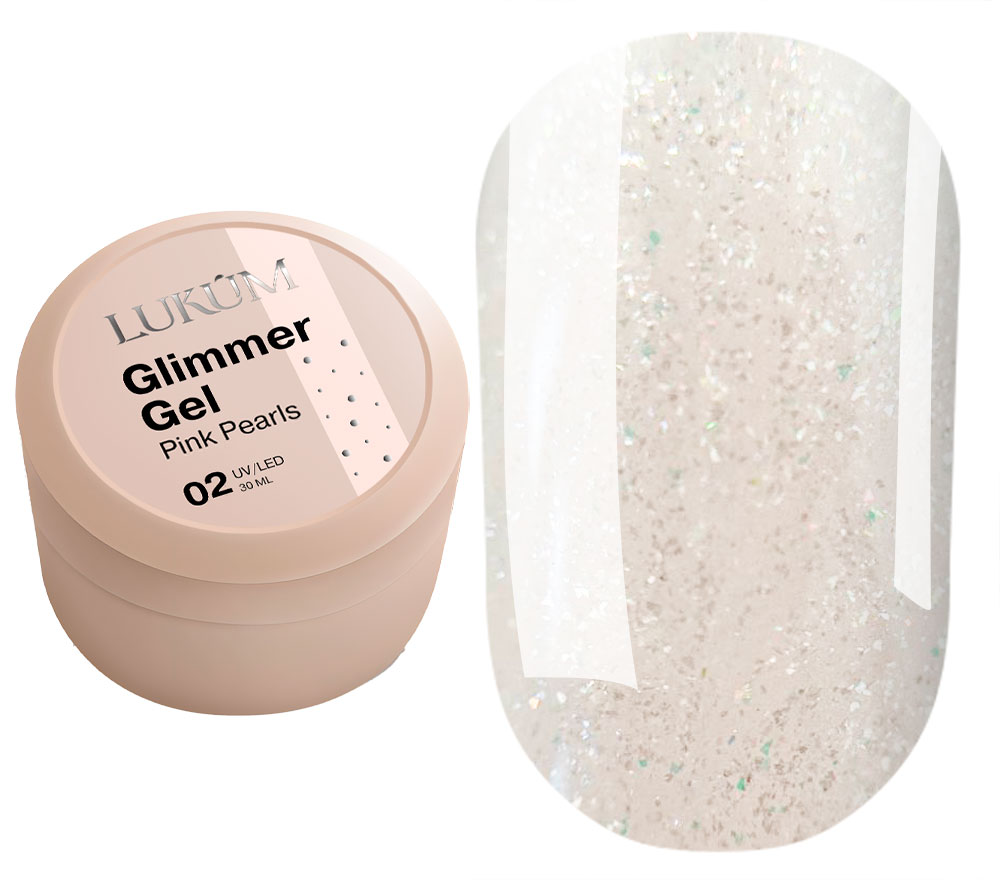 Lukum Гель для ногтей Glimmer gel 02 (Pink pearls), 30 мл