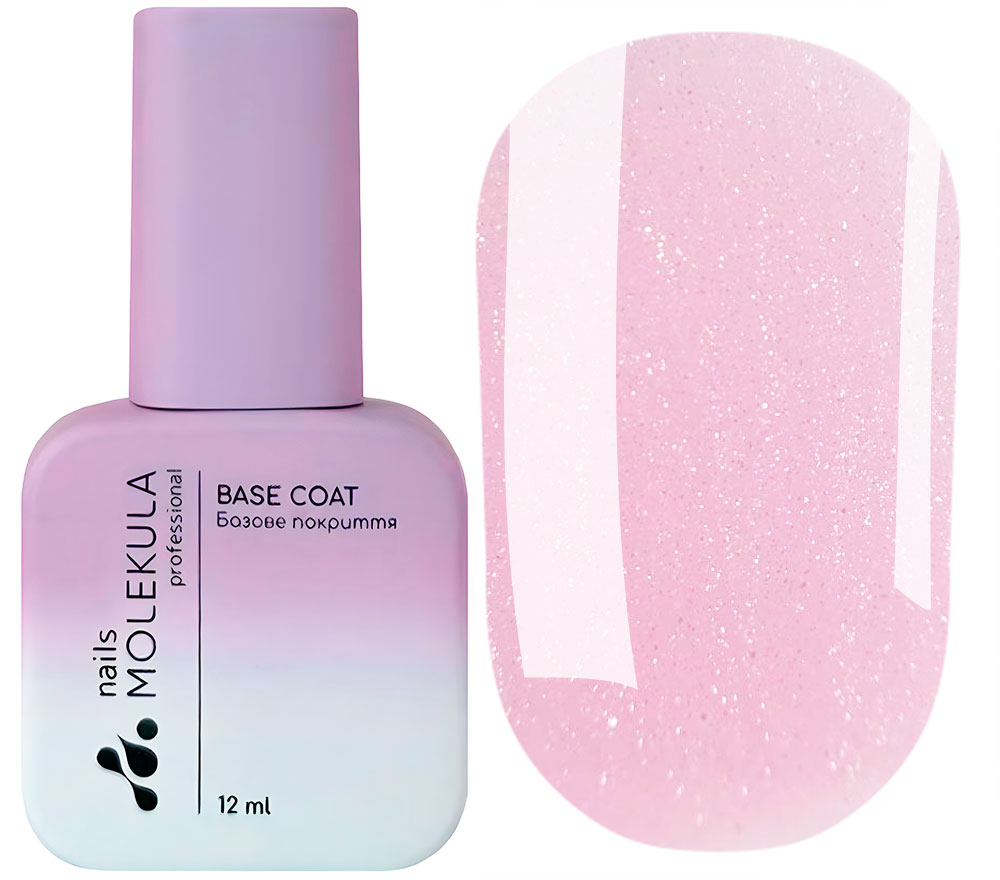 Molekula База для ногтей Base Royal Pink (сливочно-розовый, микроблеск), 12 мл