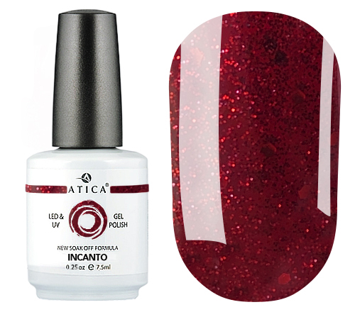 Atica Incanto GPM137 gel-varnish (red with glitter and micro-shine), 7.5 ml