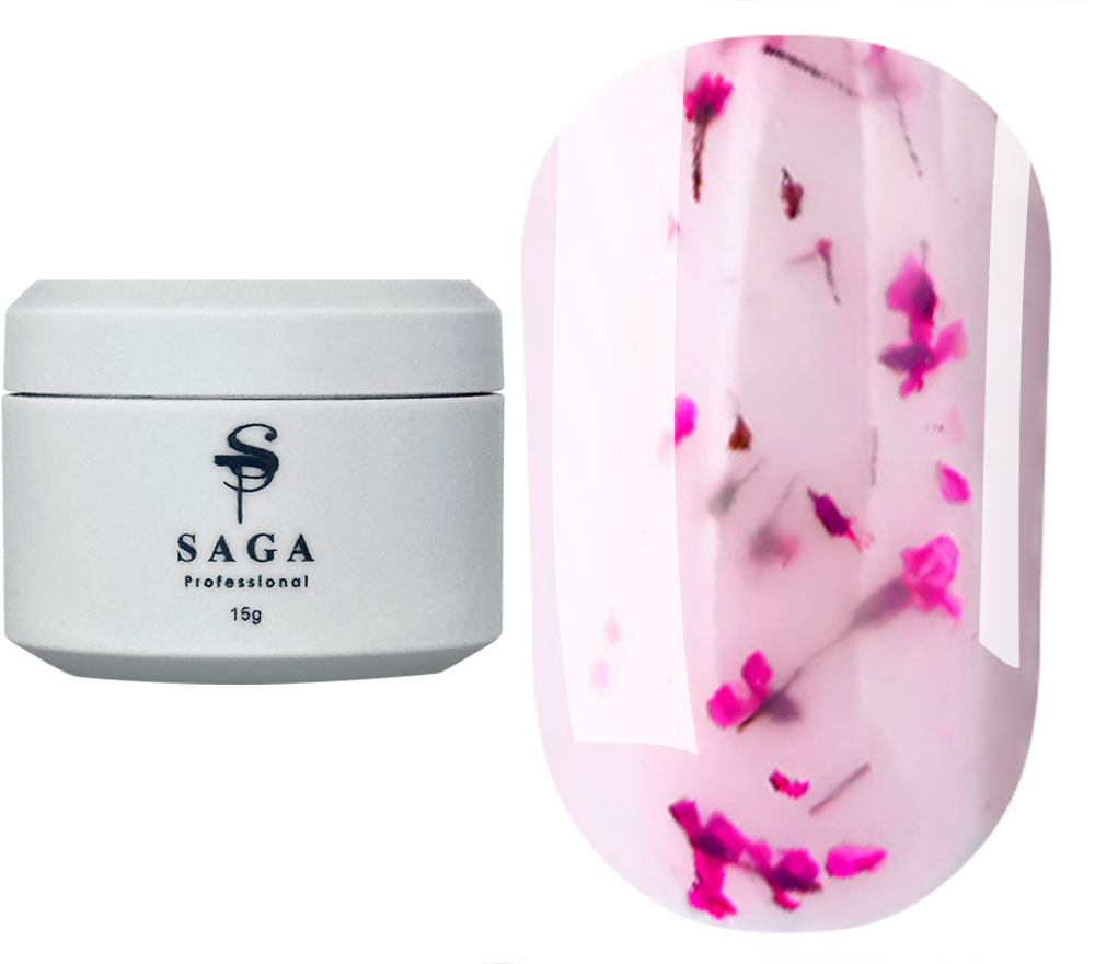 SAGA гель для ногтей цветочный professional Liquid Floral gel 01, 15 мл