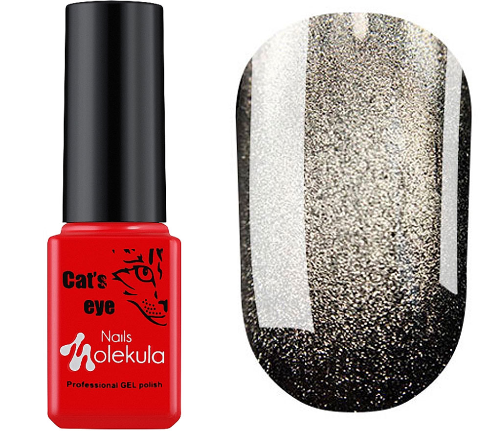 Molekula Гель-лак для нігтів 9D Crystal Cats eye №907 (сріблястий, магнітний), 6 мл