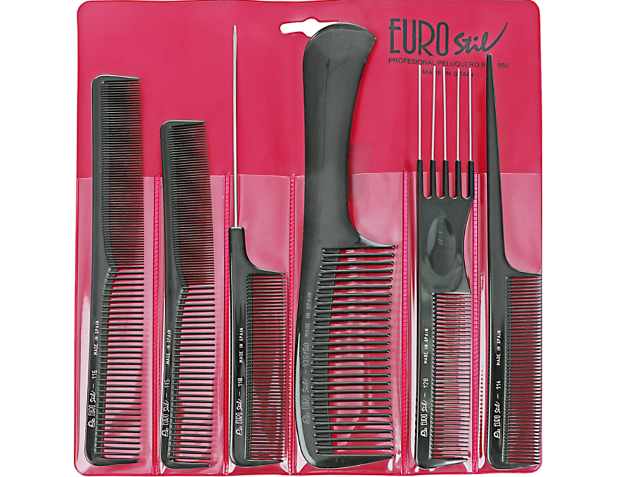 EUROstil Set of combs 6 pcs in a burgundy case