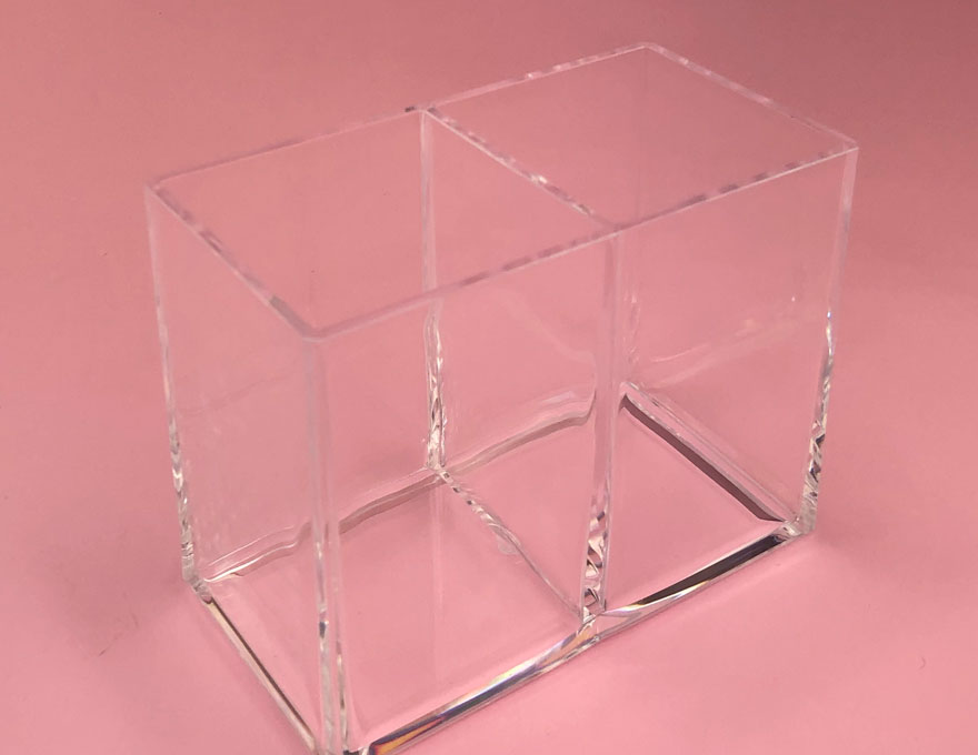 File and brush holder double, square transparent