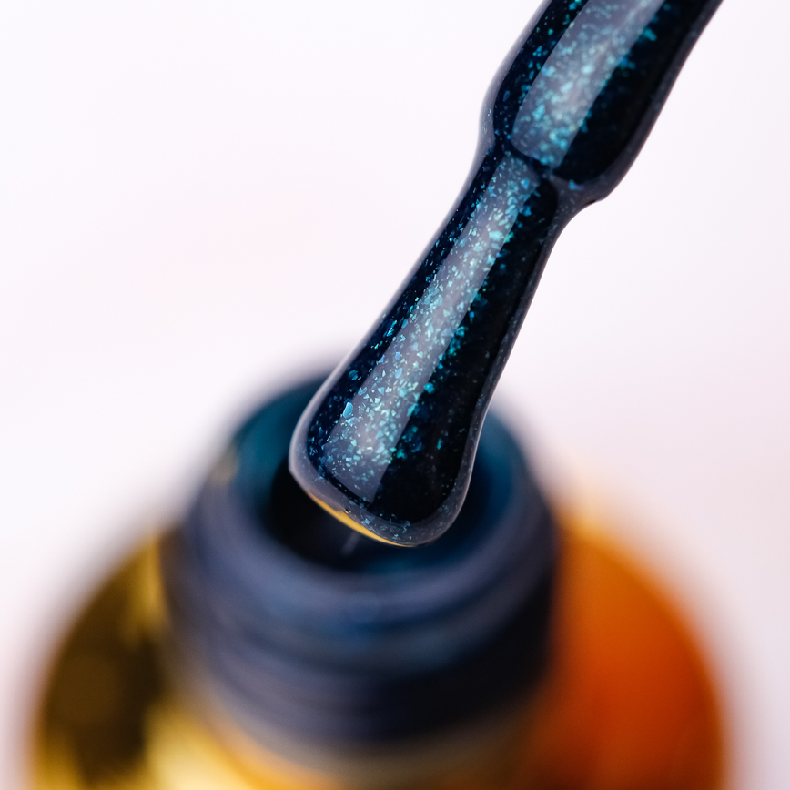 FOX gel varnish No. 164 (greenish-blue with sparkles), 7 ml