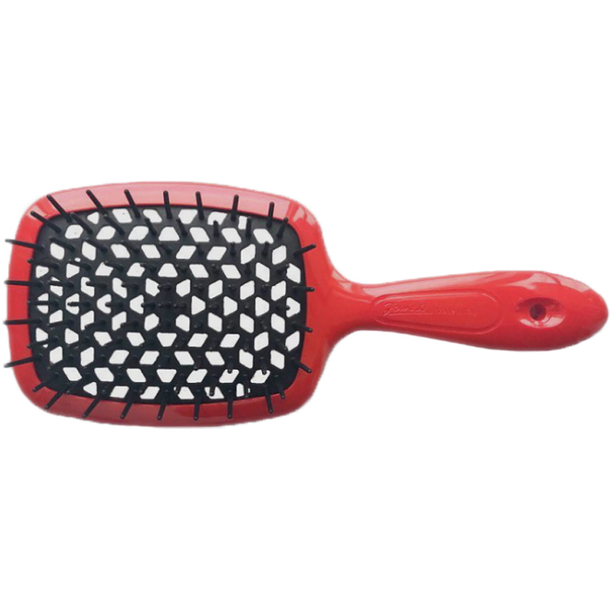 Janeke Superbrush Hair Comb Red & Black