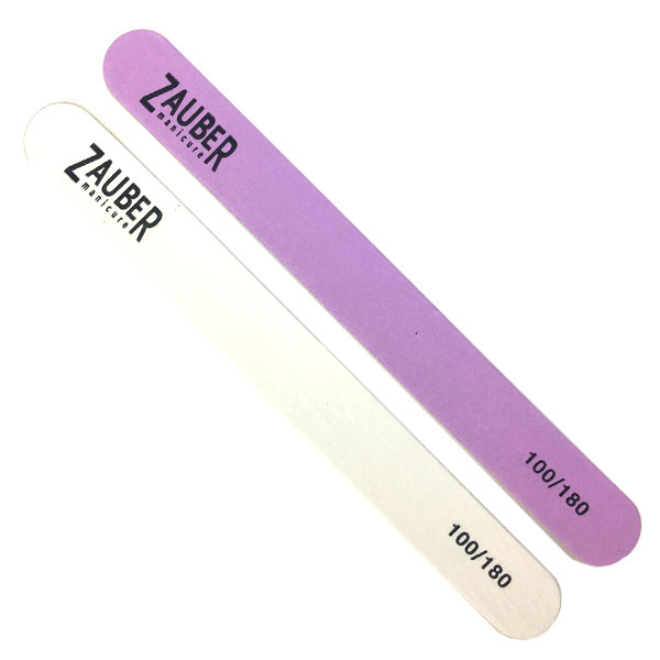 Zauber files straight narrow 100/180 for natural and artificial nails, 2 pcs. packaged