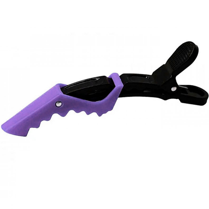 Hair clip (plastic crocodile), black with white