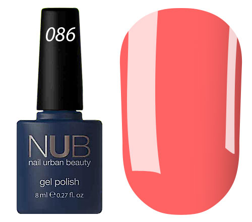 Gel varnish NUB 086 Amsterdam (bright, rich orange-coral, enamel), 8 ml