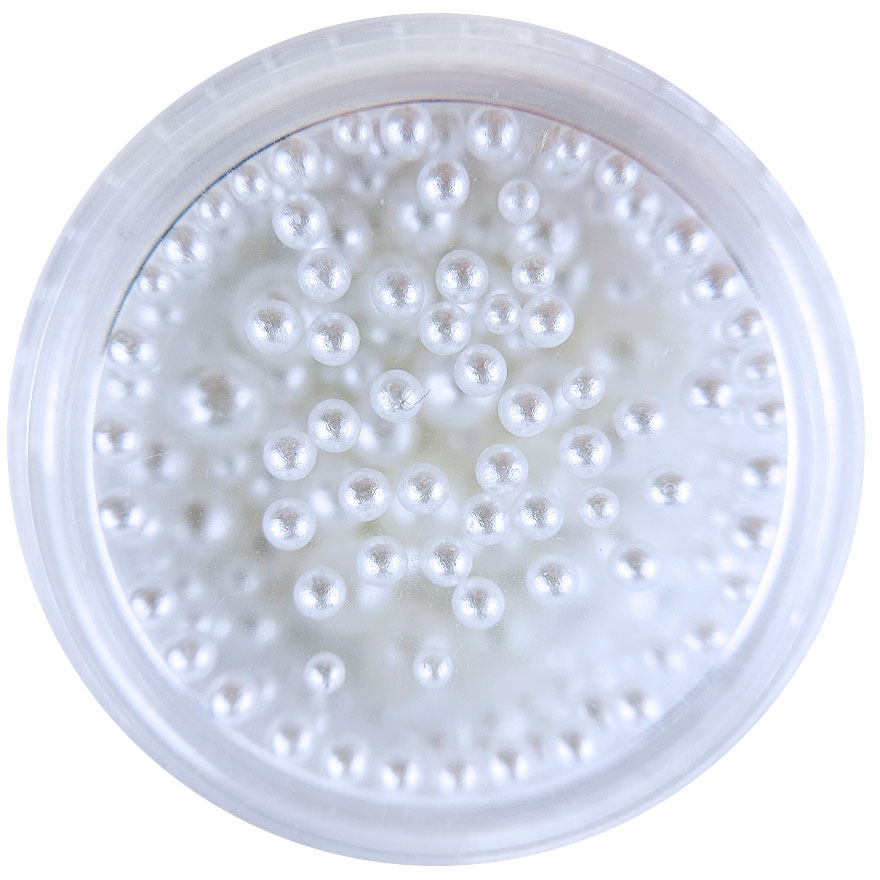 Nail decor pearls round White Mix, 2.5 g, Mix, (in container)