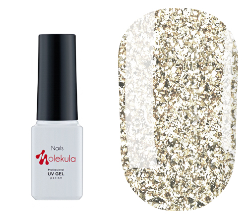 Molekula DIAMOND gel varnish No. 512 (light gold, with sparkles and mica), 6 ml