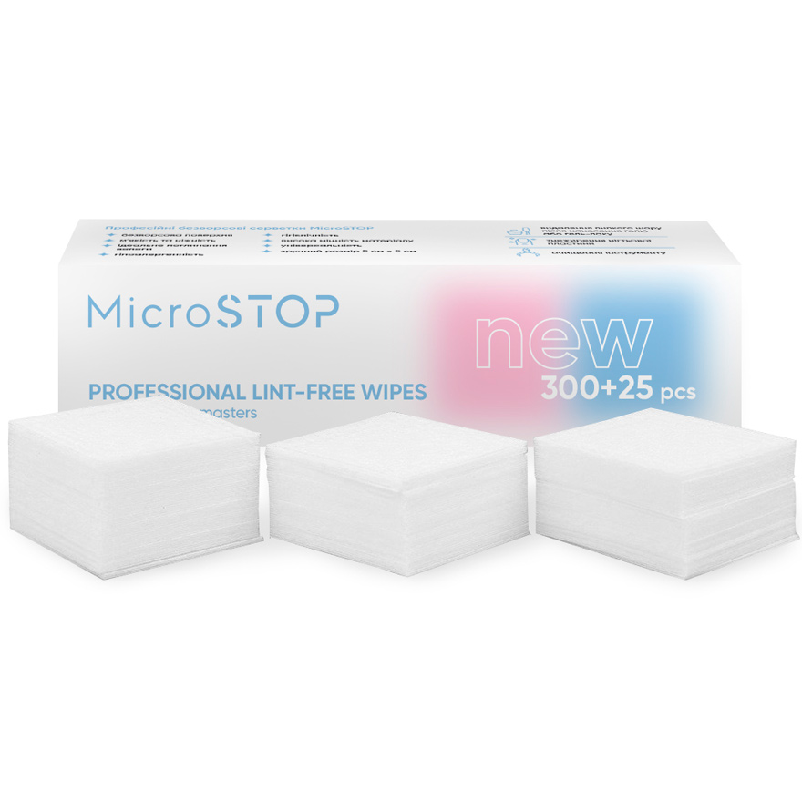 Microstop Профессиональные безворсовые салфетки для маникюра 300+25 шт