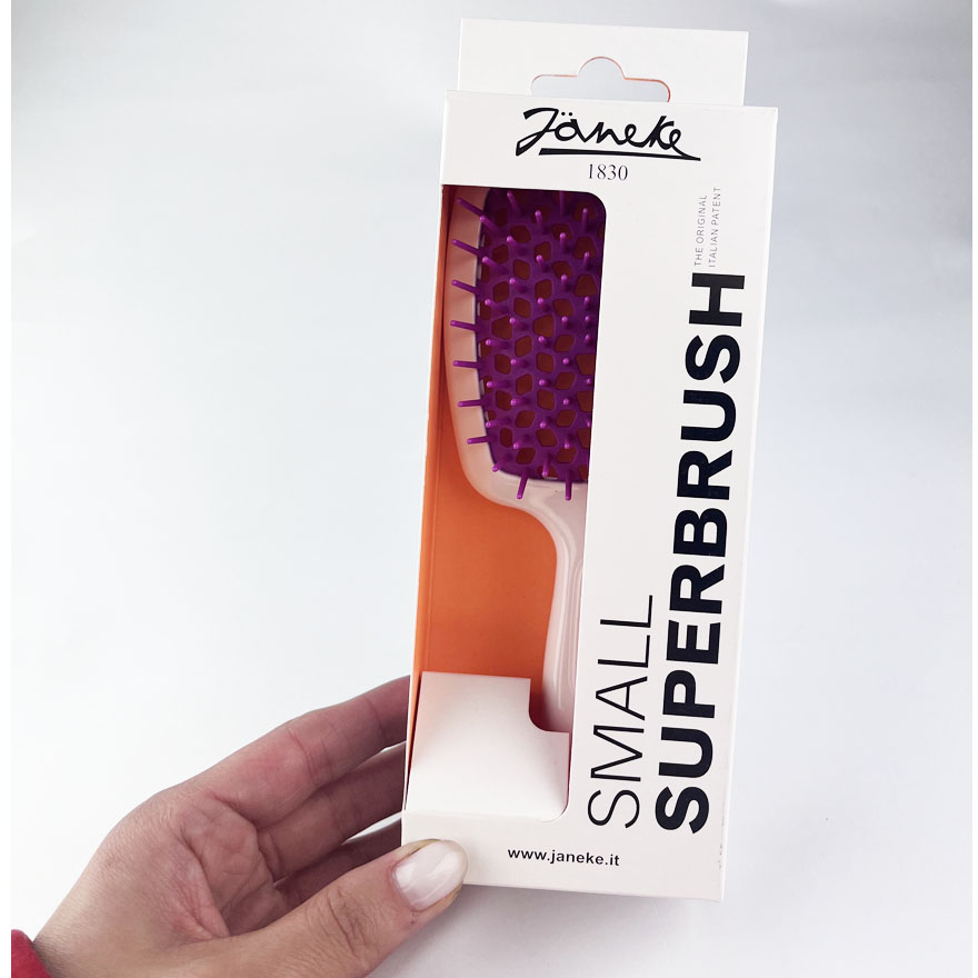 Janeke Superbrush Small Расческа для волос Белая с фиолетовым
