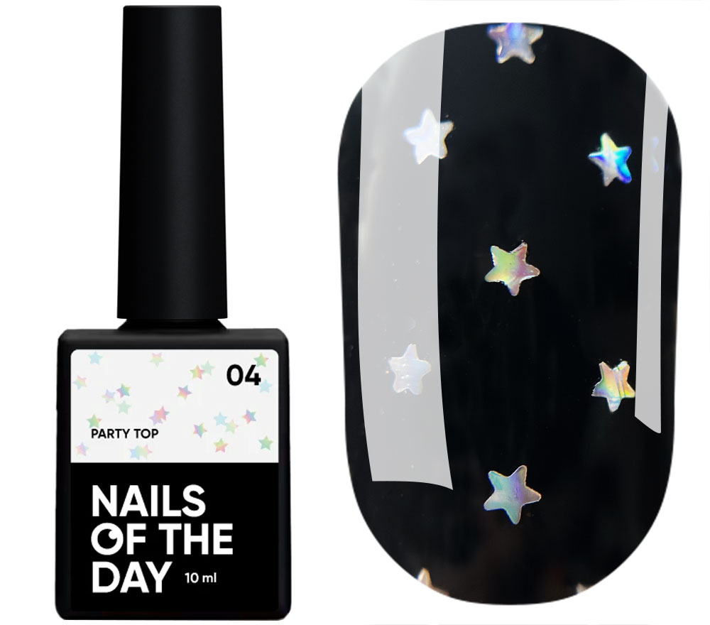 Nails Of The Day Nail top Party top No. 02 (transparent with fine shimmer), 10 ml