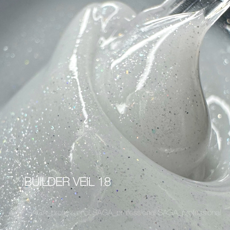 SAGA professional Builder Gel Veil 18 (молочный с блестками), 15 мл