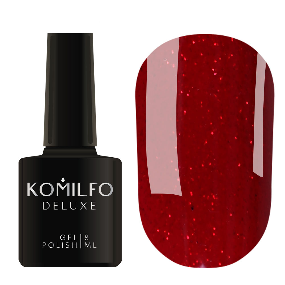 Gel Polish Komilfo Deluxe Series Dusk Collection D305 (raspberry red, micro shine), 8 ml.