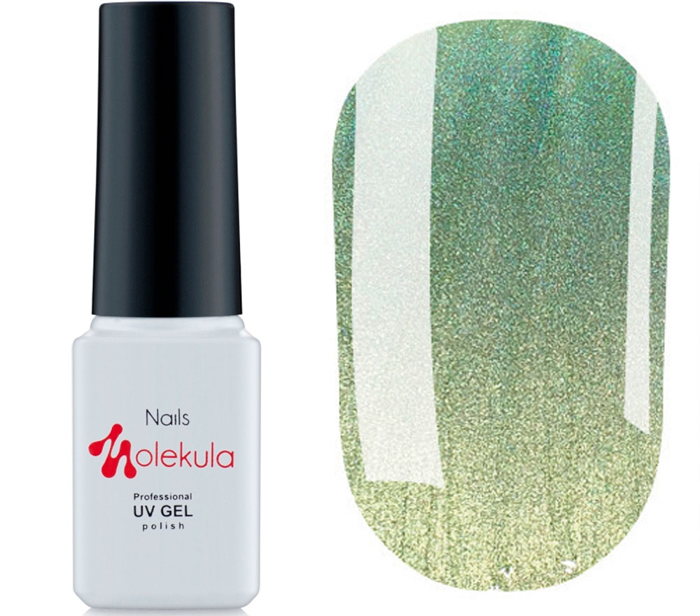 Molekula HOLOGRAPHIC gel varnish No. 557 (light green with holographic microgloss), 6 ml