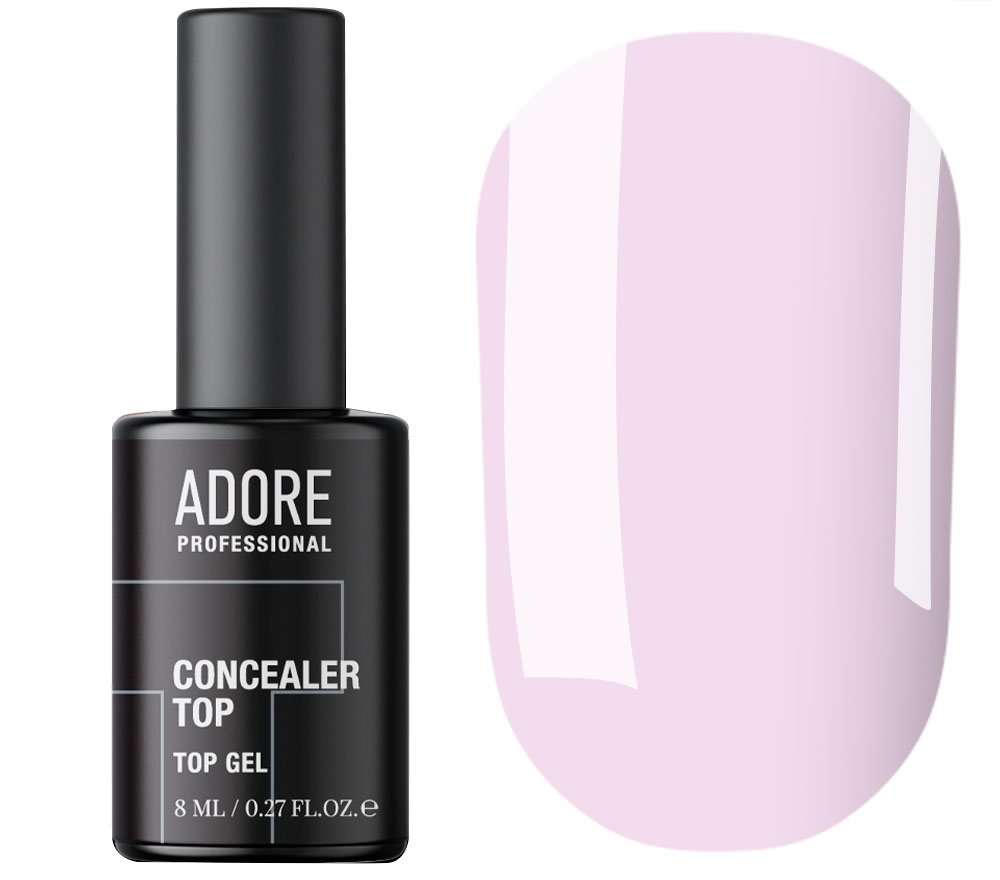 ADORE Сoncieler top coat No. 003 (milky lilac) - camouflage top without a sticky layer with a UV filter, 8 ml