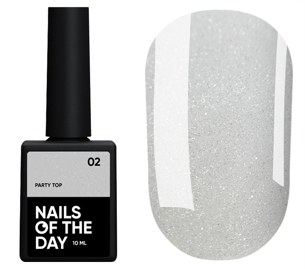 Nails Of The Day Nail top Party top No. 02 (transparent with fine shimmer), 10 ml