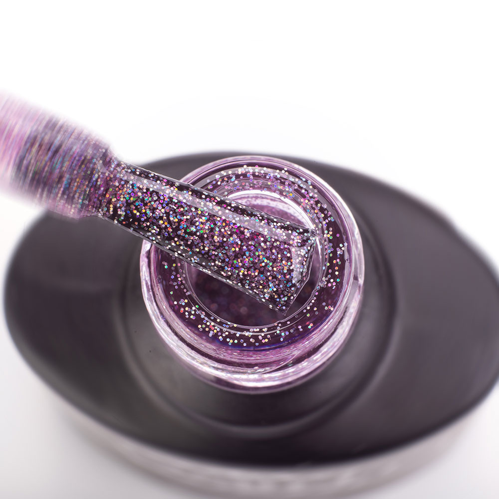 Gel varnish Komilfo DeLuxe Series G018 (lilac, holographic micro-shine), 8 ml.