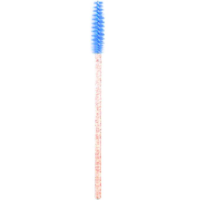 Hair brush, nylon, blue on clear base with red glitter (1 pc)