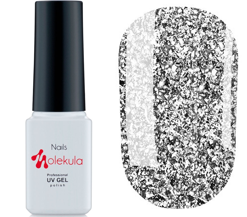 Molekula DIAMOND gel varnish No. 501 (silver, with sparkles and mica), 6 ml