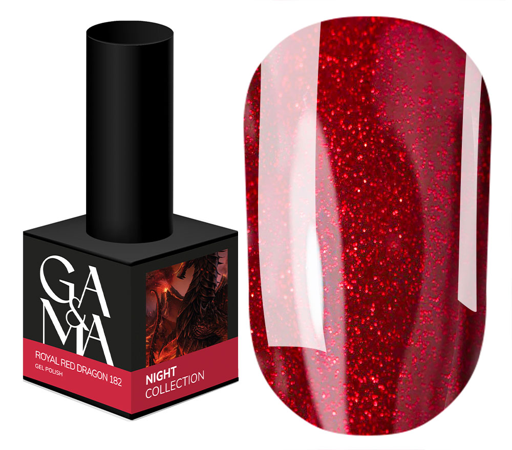 GA&MA Gel polish Night collection 182 Royal Red dragon, 10 ml