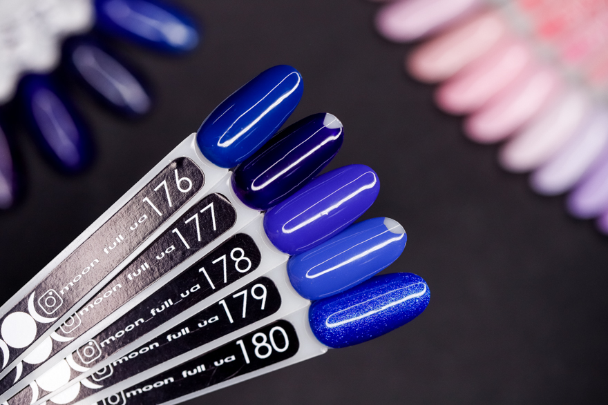 Гель-лак MOON FULL color Gel polish №180 (блискучий кобальт, емаль), 8 мл