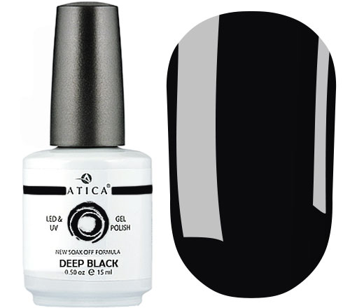 Atica GP 002 Deep Black gel-varnish (black, enamel), 15 ml