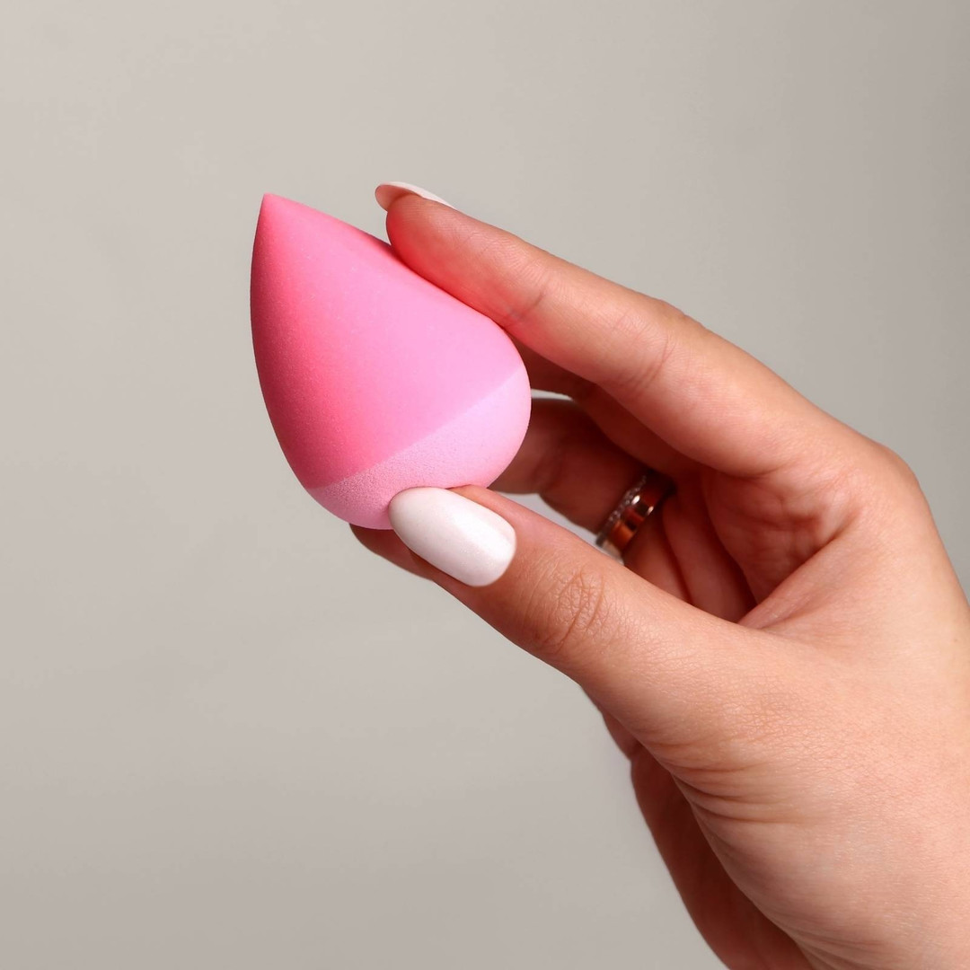 Спонж ZIDIA MakeUp Blender "Simone", двусторонний, розовый в коробочке (без латекса, покрытие из микрофибры)