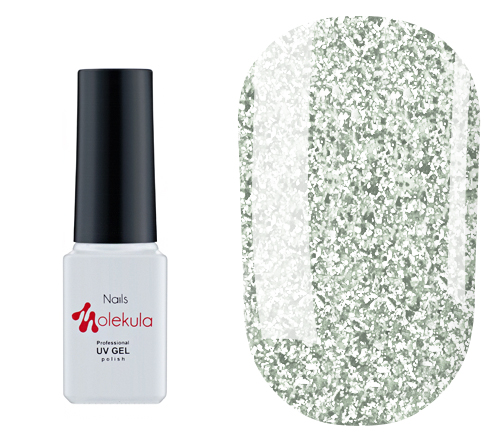 Molekula DIAMOND gel varnish No. 515 (silver-green, with sparkles and mica), 6 ml