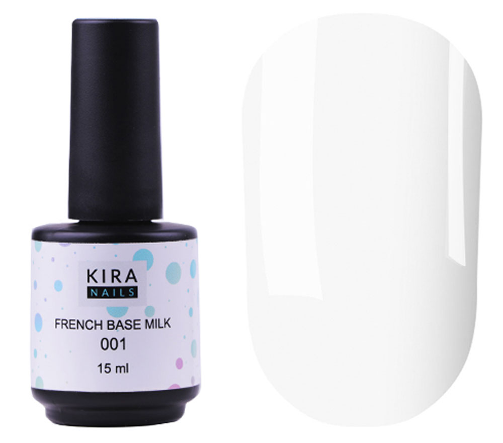 Kira Nails French Base Milk 001 (молочна), 15 мл