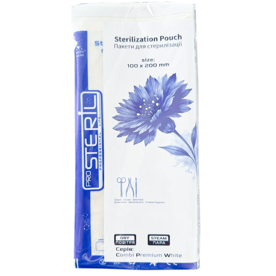 ProSteril Kraft bags for air sterilization, transparent 100x200 mm, 100 pcs/pack
