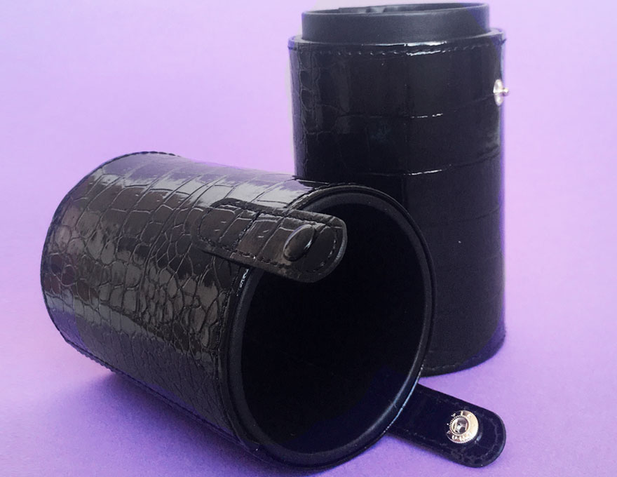 Tube for storing brushes, length 23 cm (black, eco-friendly crocodile)