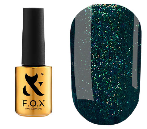 FOX gel varnish No. 164 (greenish-blue with sparkles), 7 ml
