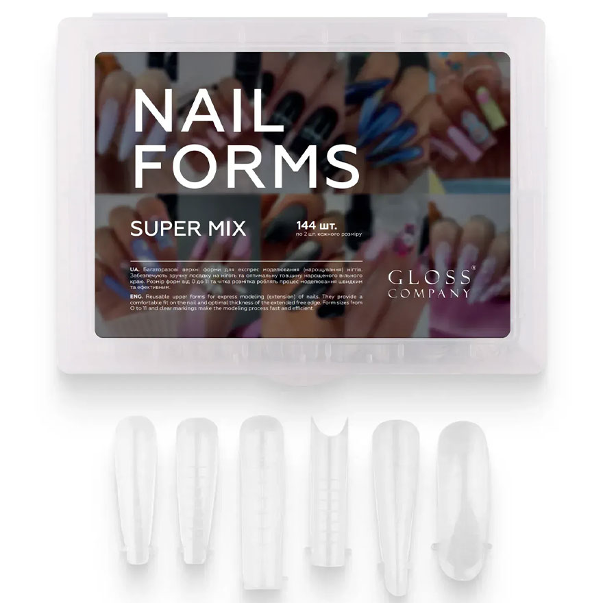 Gloss Верхні форми для нарощування SUPER MIX FORMS, 144 шт