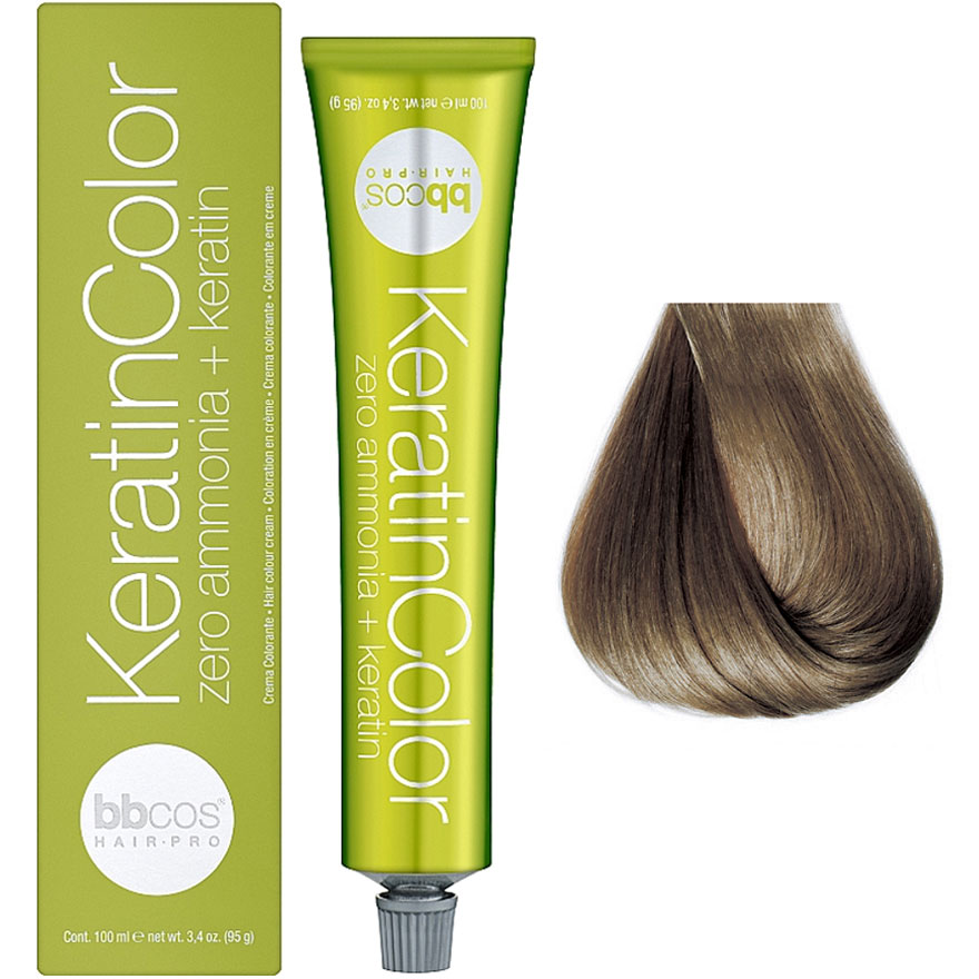 Bbcos Keratin Color крем-фарба для волосся 8/01 блондин світло-попелястий, 100 мл