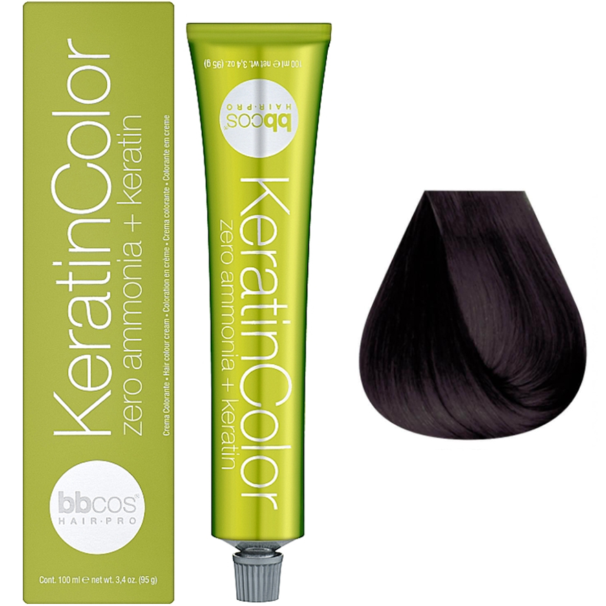 Bbcos Keratin Color Cream-farba for hair 4/01 chestnut natural popelia, 100 ml