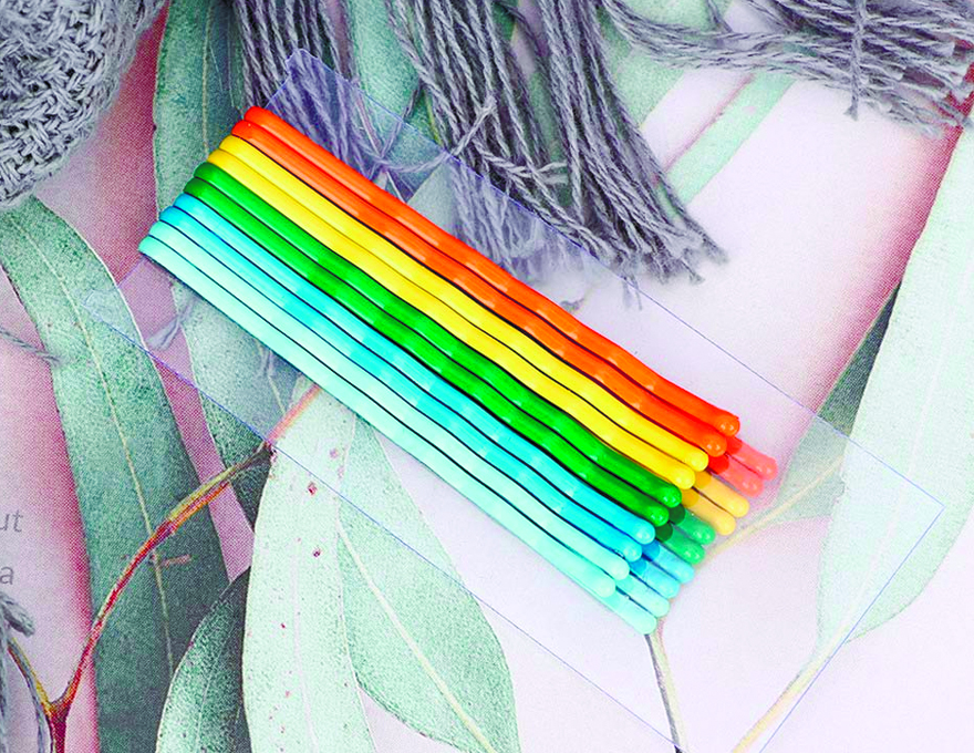 Multicolored invisible pins No. 8, 5.5 cm wavy (10pcs)