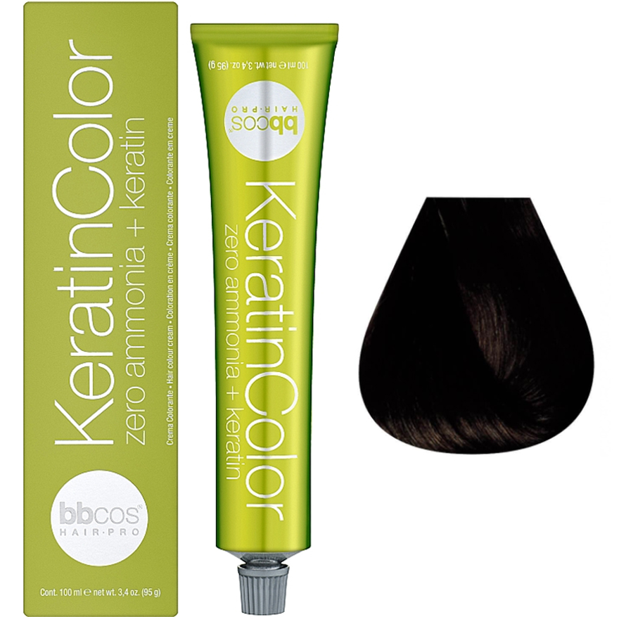 Bbcos Keratin Color Cream-color for hair 4/00 chestnut natural intensive, 100 ml
