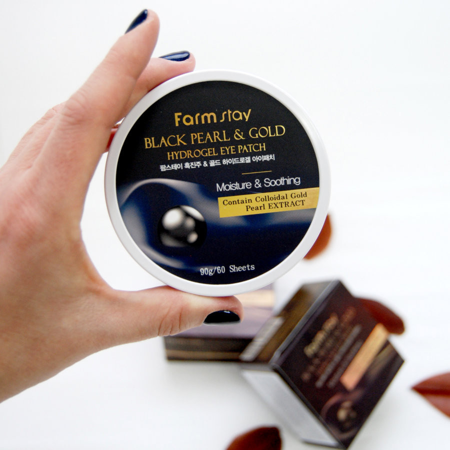 FARMSTAY Black Pearl & Gold Hydrogel Eye Patch - Патчі для очей з чорним перлами, 60 шт FARMSTAY Black Pearl & Gold Hydrogel Eye Patch - Патчі для очей з чорним перлами, 60 шт