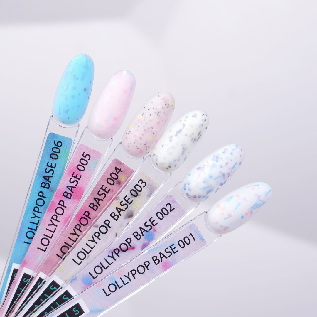 Kira Nails Lollypop Base №004 (рожевий з різнокольоровими пластівцями), 6 мл