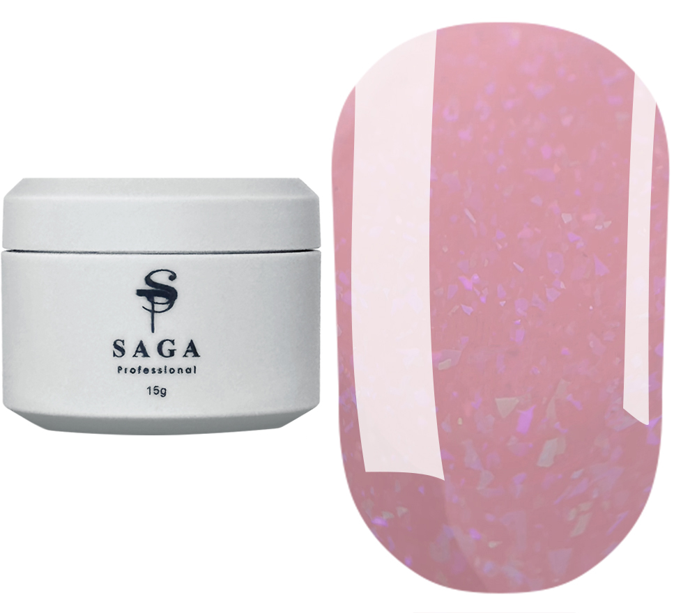 SAGA professional Builder Gel magic 4 (beige with multicolored gold leaf), 15 ml